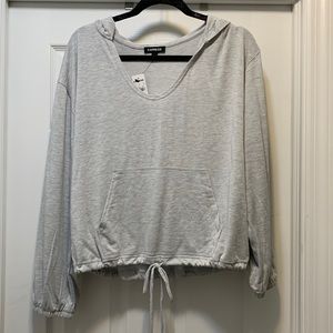 Express Heather Grey cinched bottom hoodie, size medium